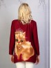 Ladies Cat Printed Knit Fashion Top 